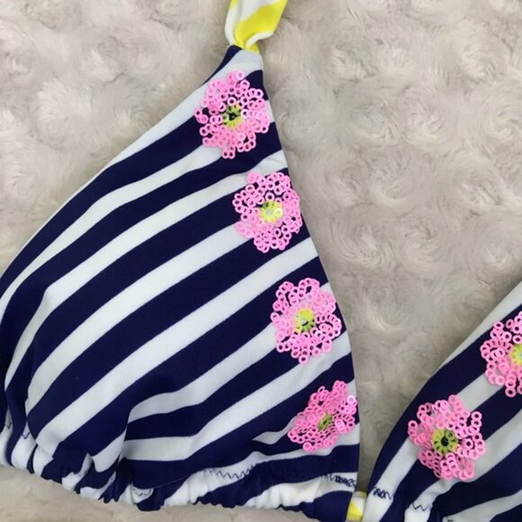 Victoria’s Secret Small Bikini Halter Blue Stripes - Picture 2 of 4